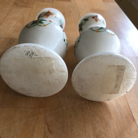 Like-New White Marble Ornate Candle Holders - Picture 5 of 5